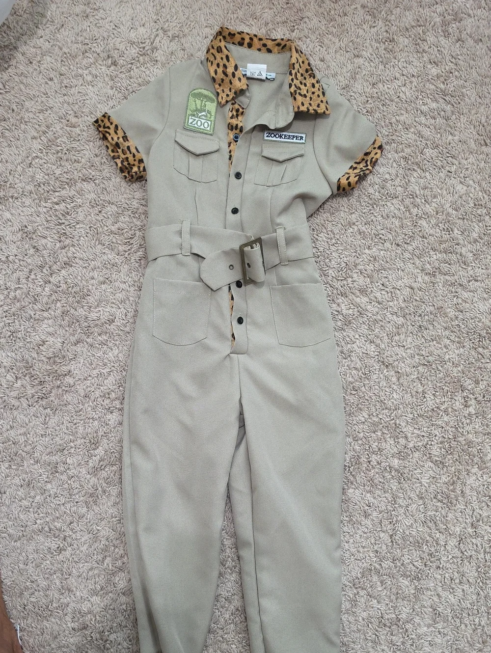 Kids One-Piece Jumpsuit with Leopard Trim